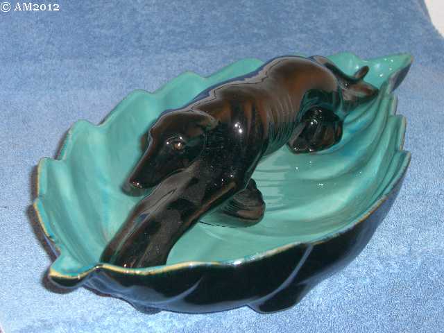 Large Willow Leaf bowl with Greyhound